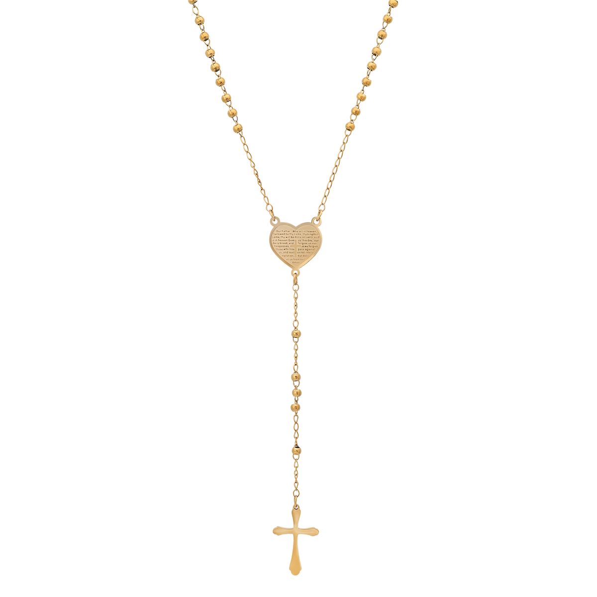 Mens Iron Saints 18kt. Gold Plated Heart Of Devotion Rosary