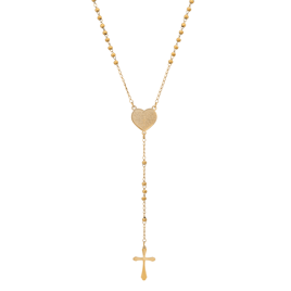 Mens Iron Saints 18kt. Gold Plated Heart Of Devotion Rosary