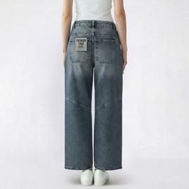 Juniors Celebrity Pink Wide Leg Baggy Jeans with Knee Seam