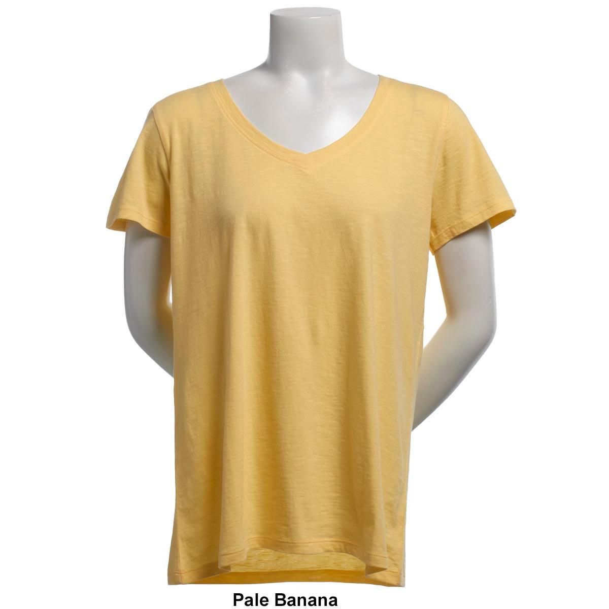 Petite Architect® Short Sleeve Slub V-Neck Tee