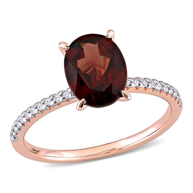 Gemstone Classics™ 14kt. Rose Gold Oval Garnet & Diamond Ring