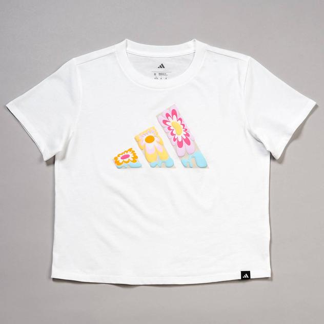 Girls (7-16) adidas® Puff Floral Logo Short Sleeve Graphic Tee
