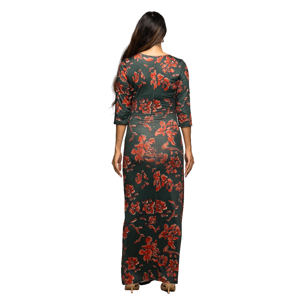 Womens 24/7 Comfort Apparel Floral Maternity Maxi Dress