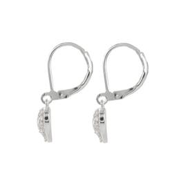 Silver Plate Cubic Zirconia Heart Dangle Earrings