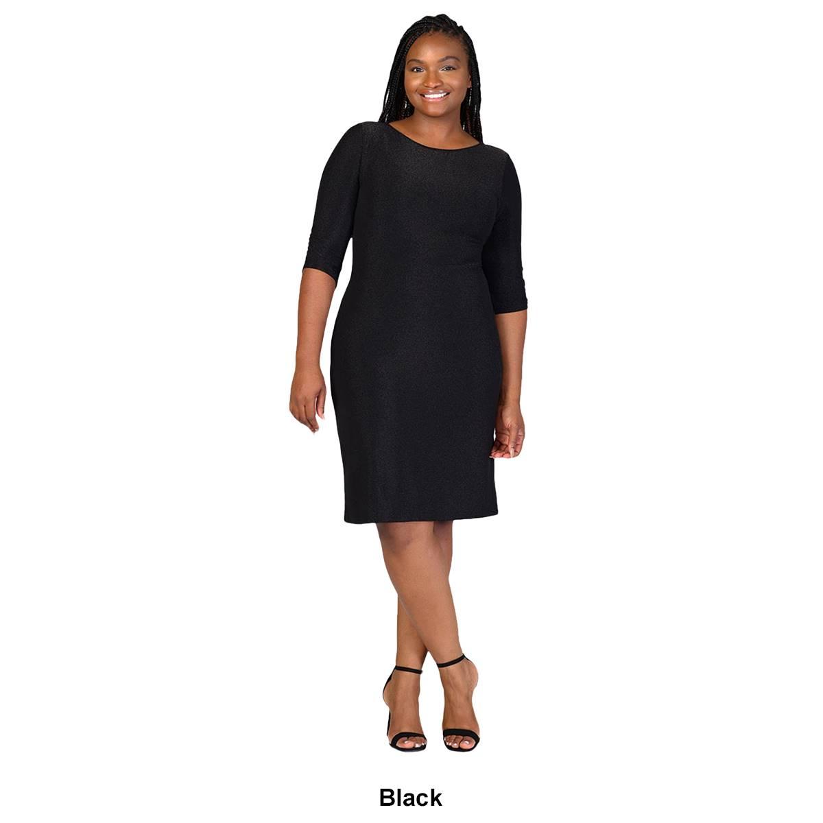 Plus Size 24/7 Comfort Apparel Shimmer Bodycon Mini Party Dress