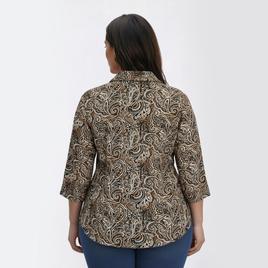 Plus Size Emily Daniels 3/4 Sleeve Paisley Jacquard Blouse
