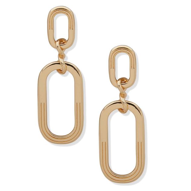 Nine West Gold-Tone Link Drop Post Earrings