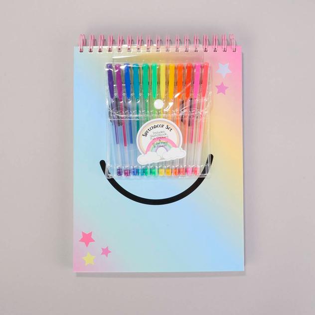 Girls Votum Ombre Smiley Sketchbook Set w/ Gel Pens & Stickers