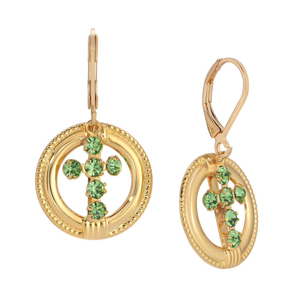 Symbols of Faith 14kt. Gold Dipped Cross Leverback Earrings