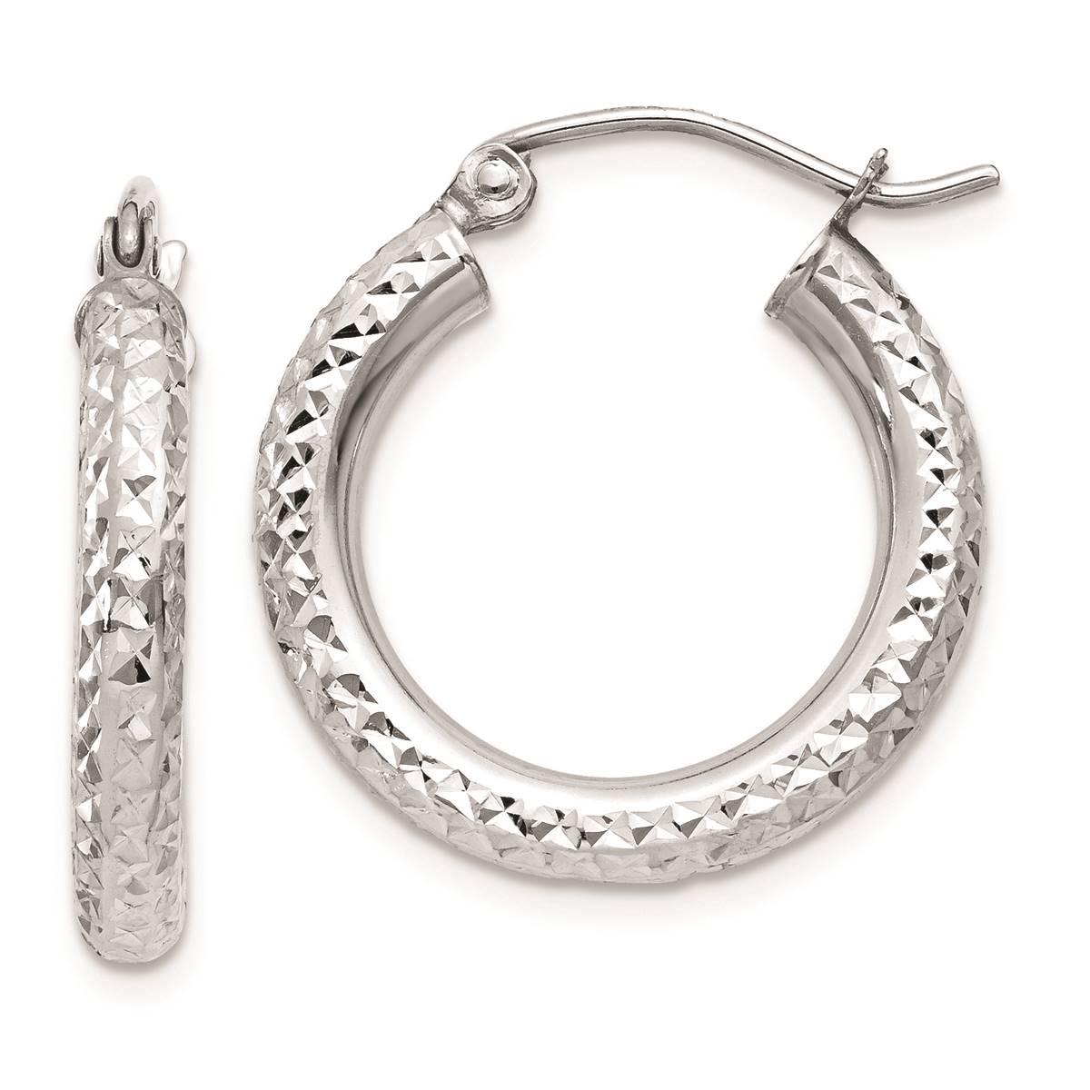 Gold Classics(tm) 10kt. White Gold Diamond-cut 15mm Hoop Earrings