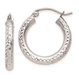 Gold Classics(tm) 10kt. White Gold Diamond-cut 15mm Hoop Earrings