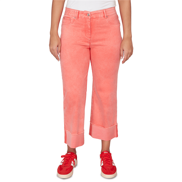 Petite Ruby Rd. Set Sail Sunwashed Cuffed Straight Leg Jeans