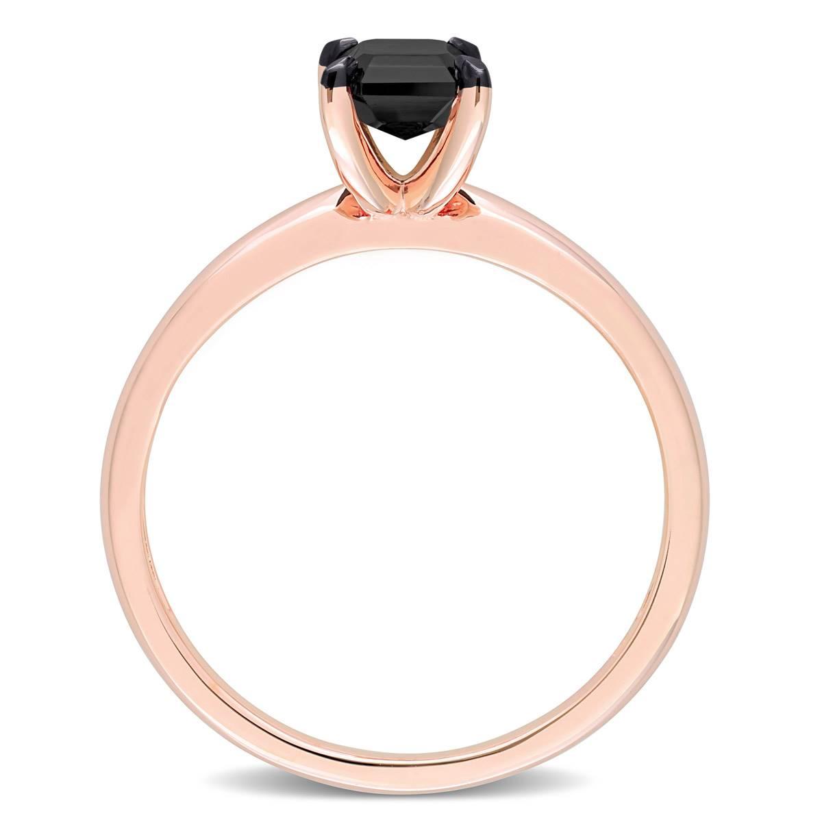 Radiant Rainbow™ Rose Gold Emerald-Cut Black Diamond Ring