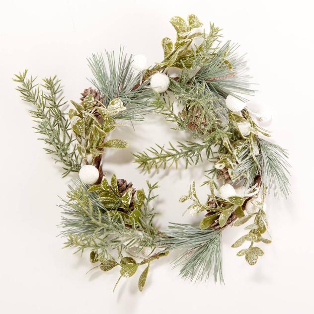 A Cheerful Giver® Flocked Snowballs and Spruce Candle Ring
