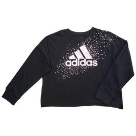 Girls (7-16) adidas(R) Long Sleeve Foil Logo with Stars Boxy Tee