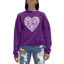 Plus Size LA Pop Art Paw Prints Heart Word Art Sweatshirt