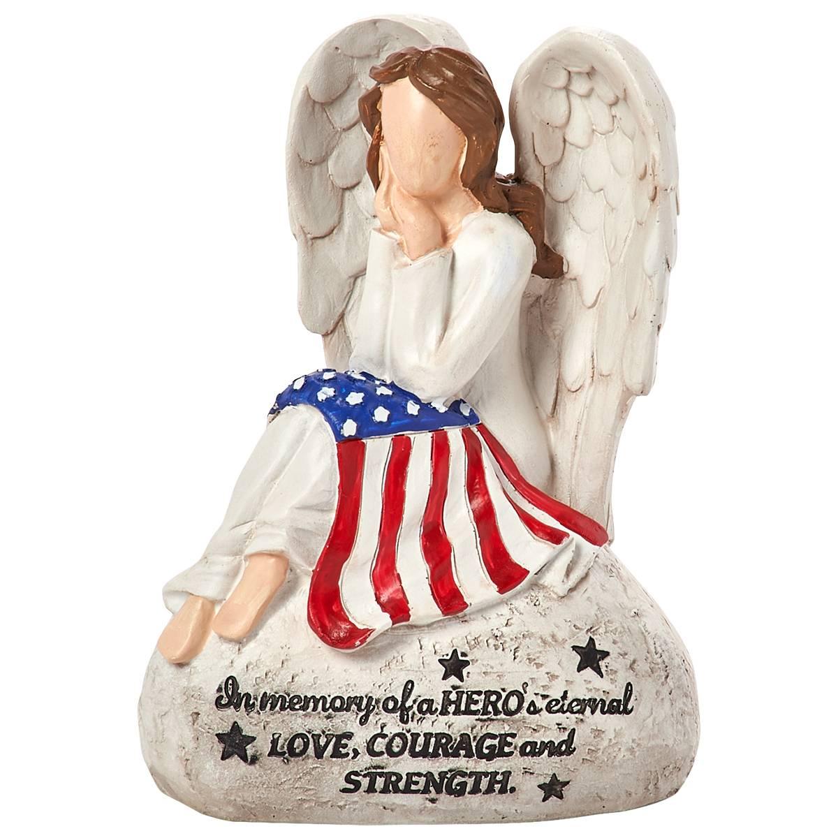 Resin Memorial Angel w/ USA Flag