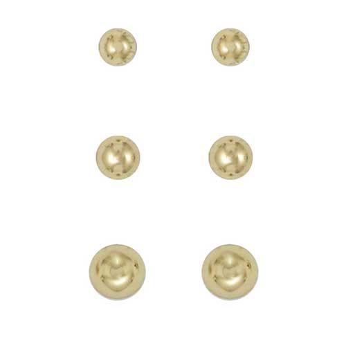 Freedom Trio Set Gold-Tone Ball Stud Earrings
