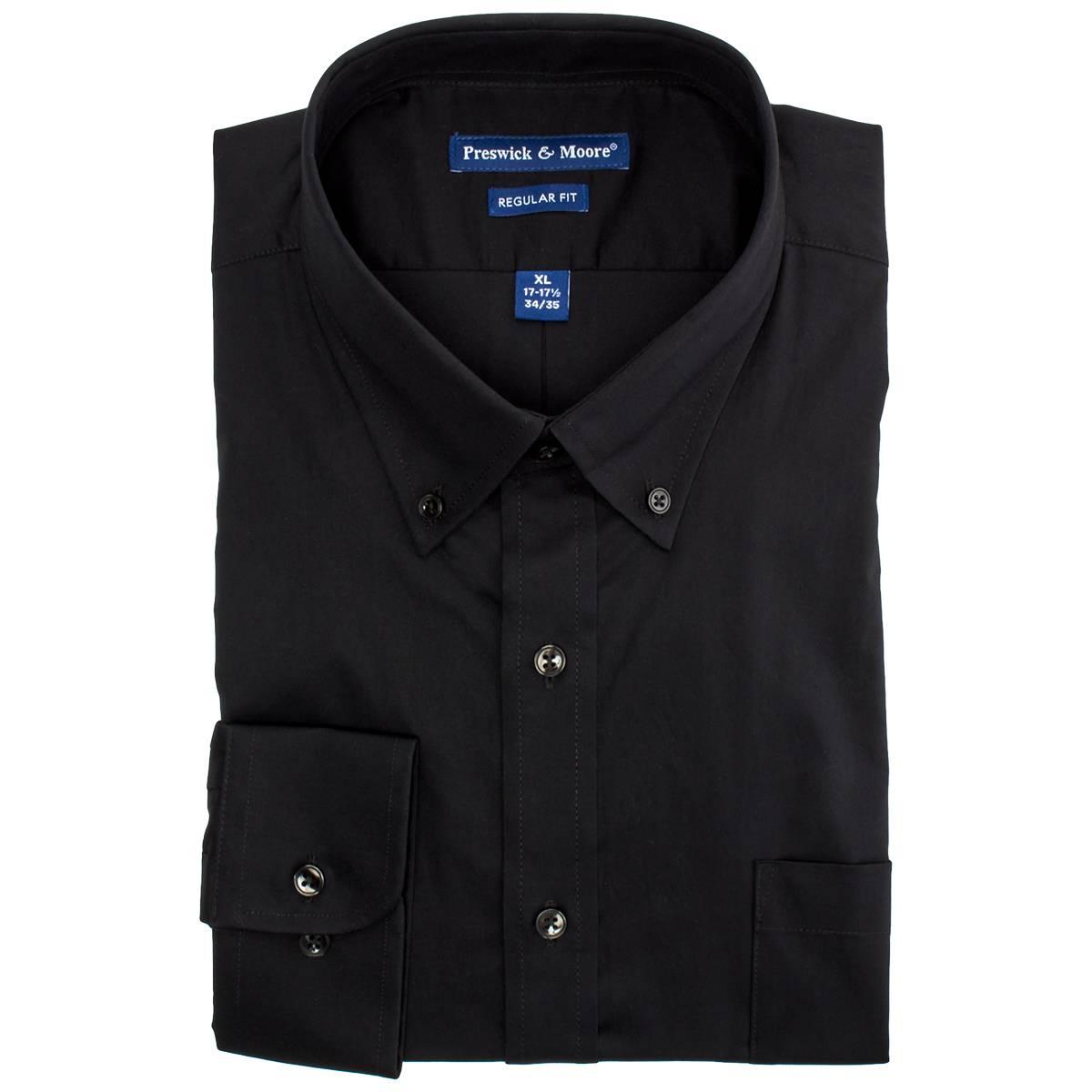 Mens Preswick & Moore® Cotton Regular Fit Dress Shirt - Black