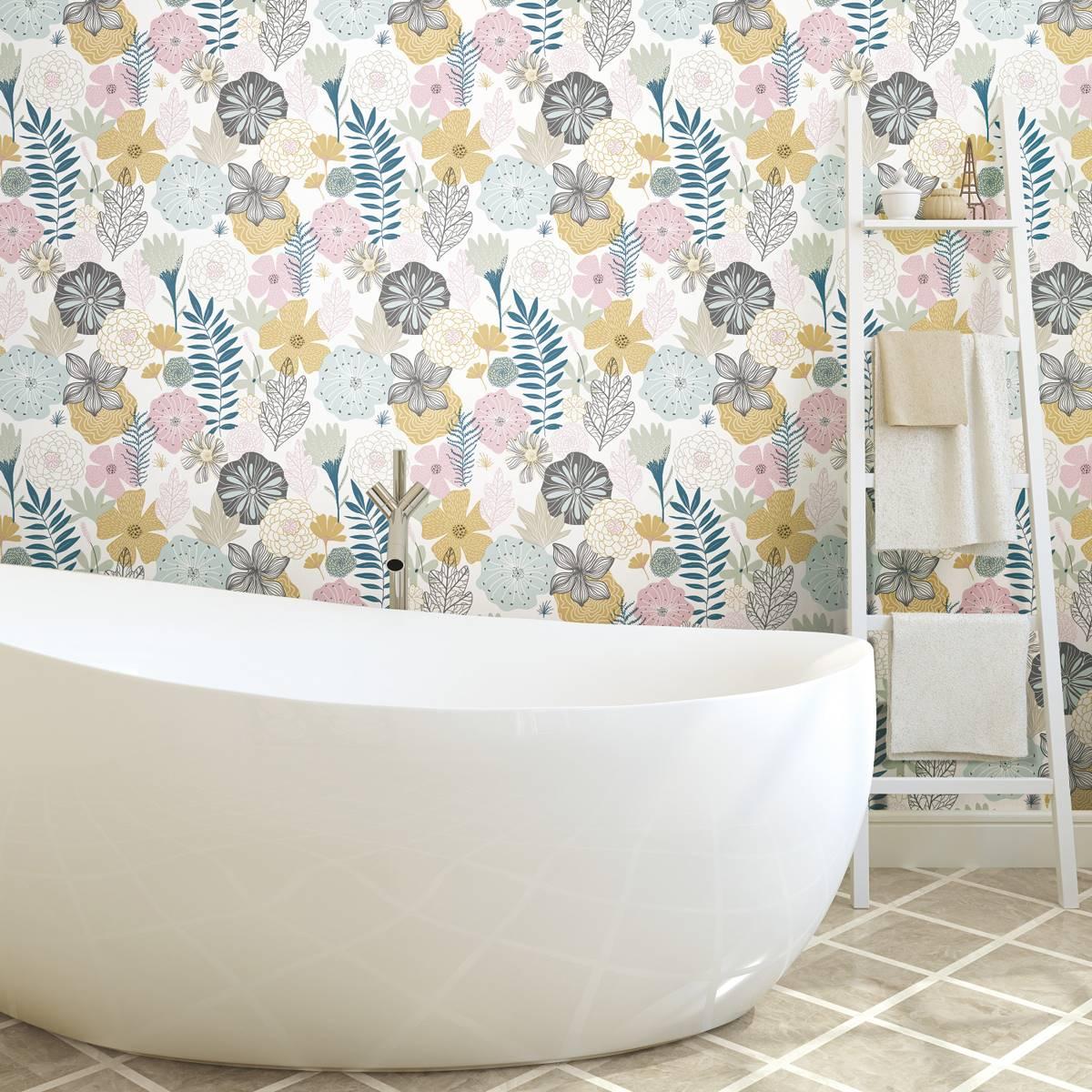 RoomMates® Pink Perennial Blooms Peel & Stick Wallpaper