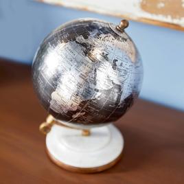 9th & Pike® Black Marble And Metal Modern World Globe