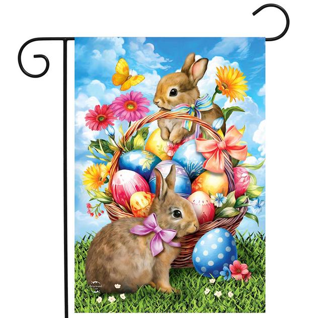 Briarwood Lane Spring Time Bunnies Cross Garden Flag