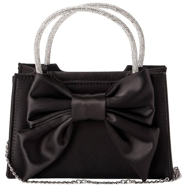 D'Margeaux Satin Bow Top Handle Solid Evening Bag