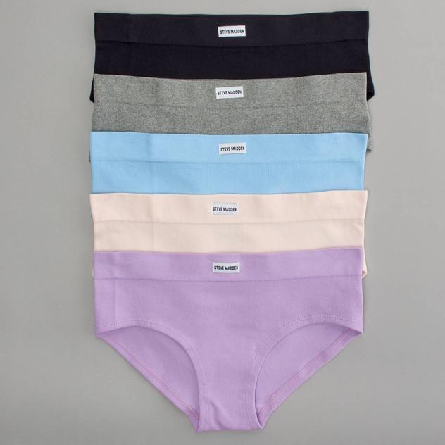 Womens Steve Madden 5pk. Ribbed Hipster Panties - SM01776A5