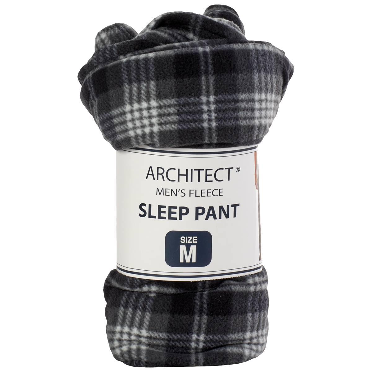Mens Architect® Plaid Rolled Fleece Sleep Pants - Black/White