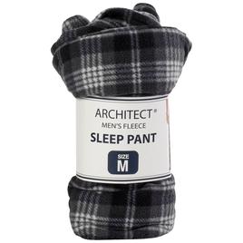 Mens Architect® Plaid Rolled Fleece Sleep Pants - Black/White