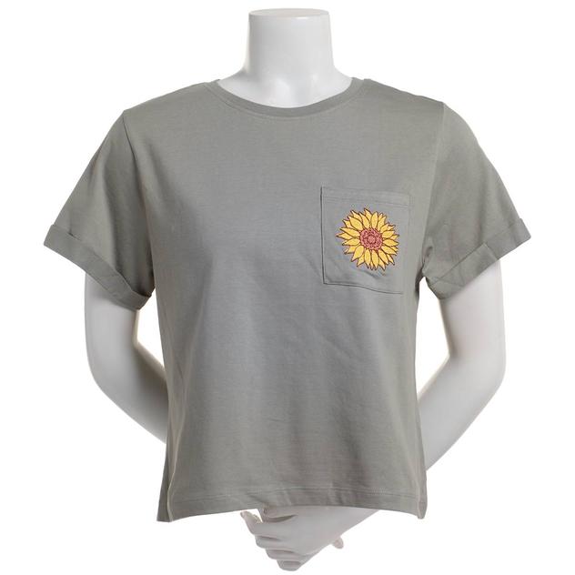 Juniors Attitude Not Included Sunflower Pocket Be The Sun Tee