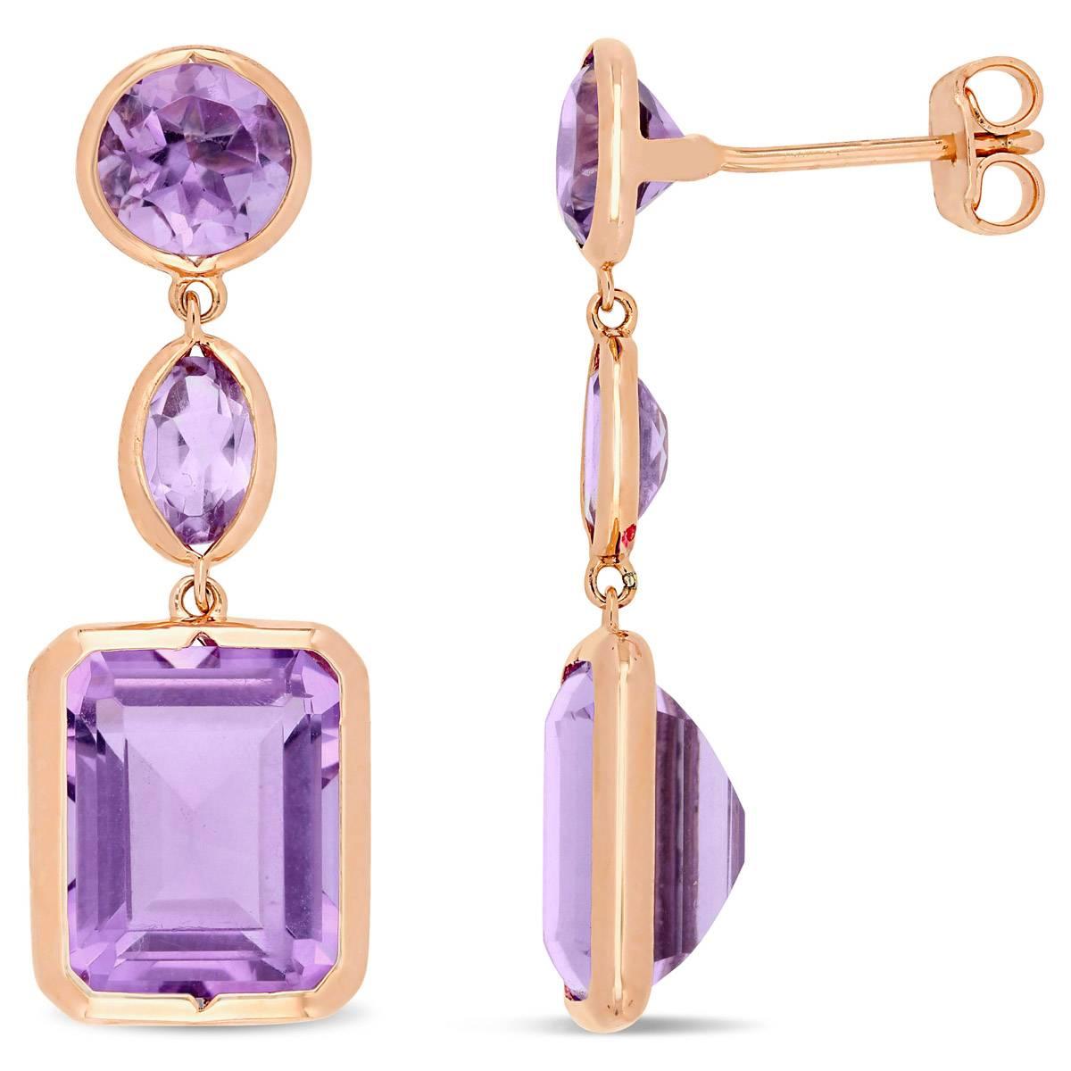 Sophia B 11 1/4ctw. Rose de France Amethyst Drop Earrings