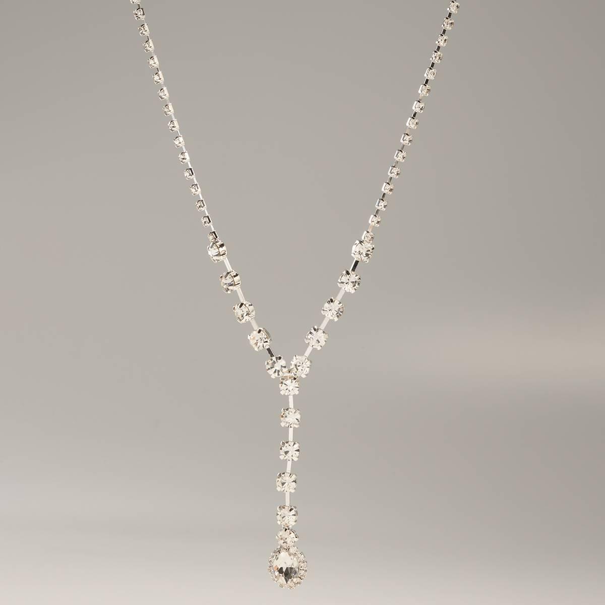 Rosa Rhinestones Rhinestone Y-Necklace