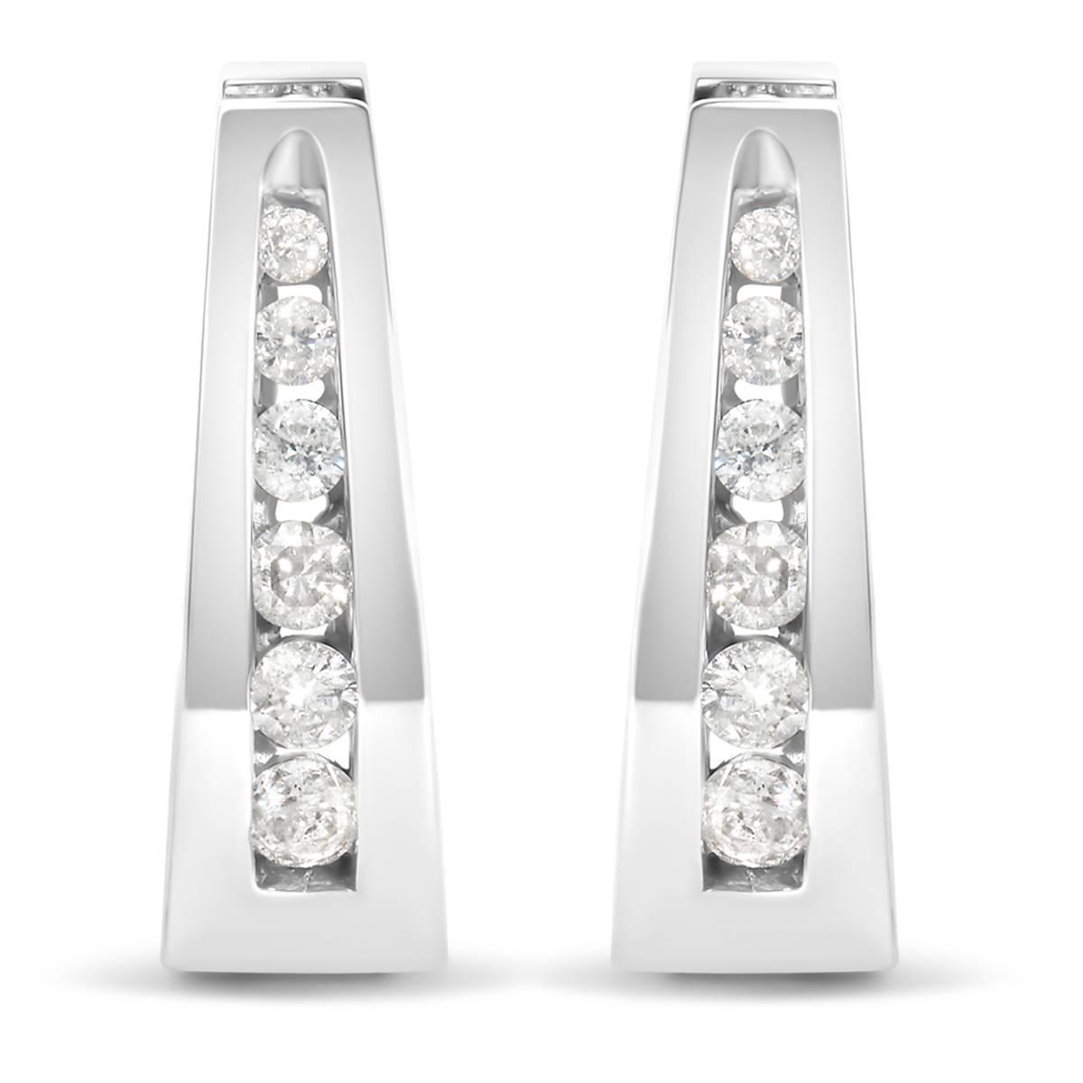 Haus of Brilliance 14kt. White Gold 1/4ctw. Diamond Hoop Earrings