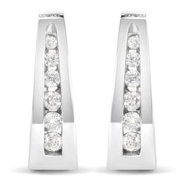 Haus of Brilliance 14kt. White Gold 1/4ctw. Diamond Hoop Earrings