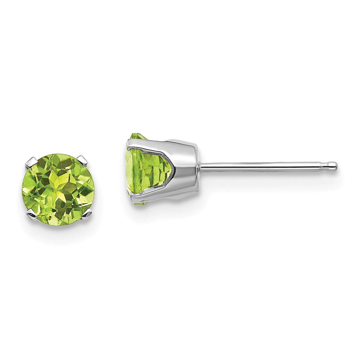 Gemstone Classics(tm) White Gold 5mm. Peridot Stud Earrings