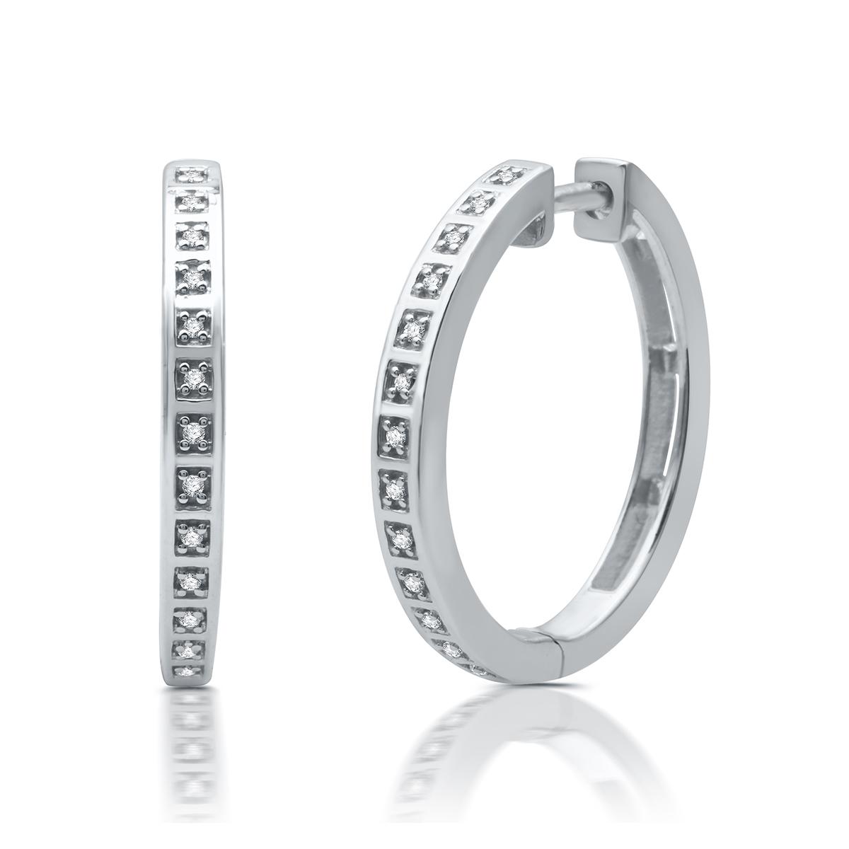 Diamond Classics(tm) 1/10ctw. Sterling Silver Hoop Earrings