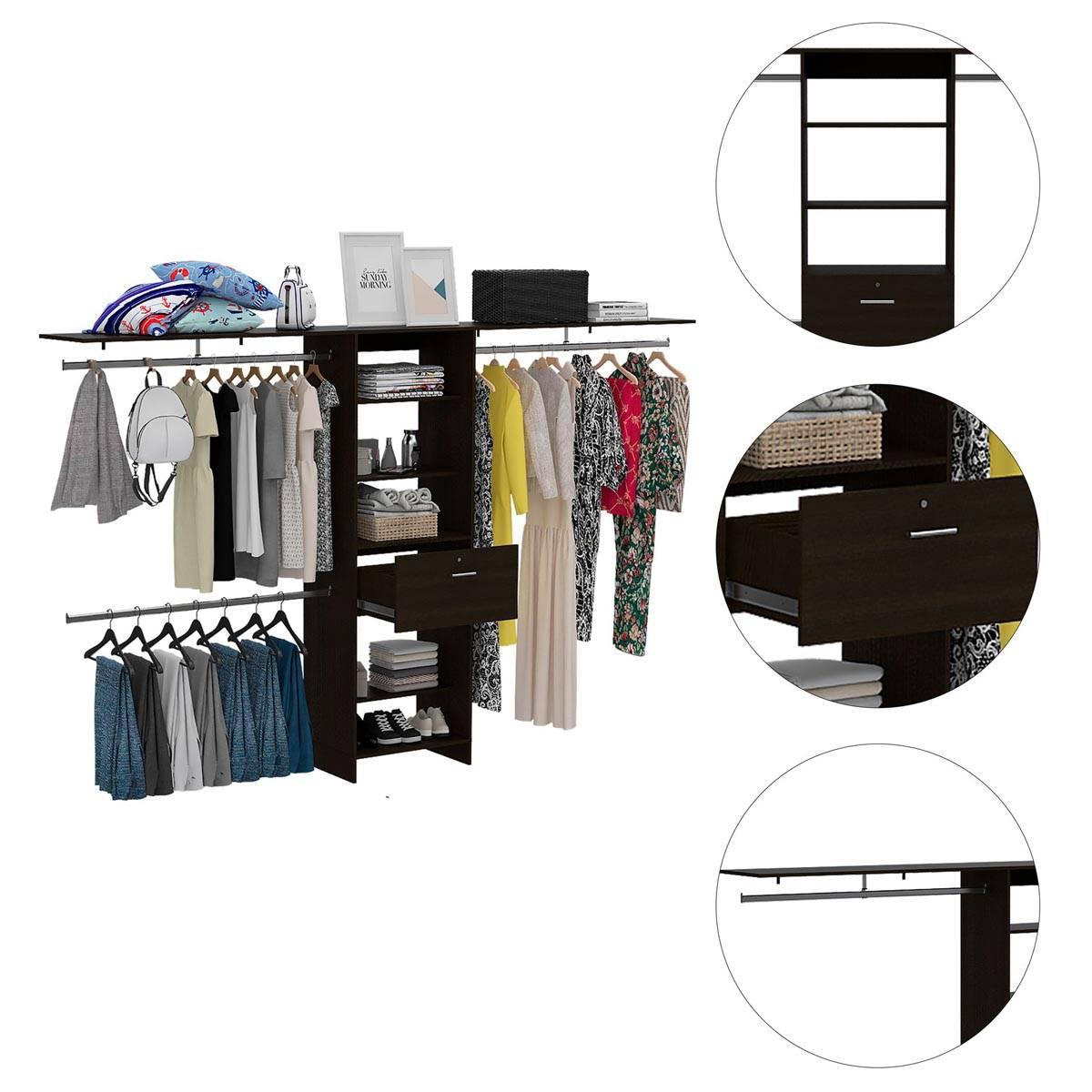 FM FURNITURE Broncos Dark Walnut 3 Drawers Closet
