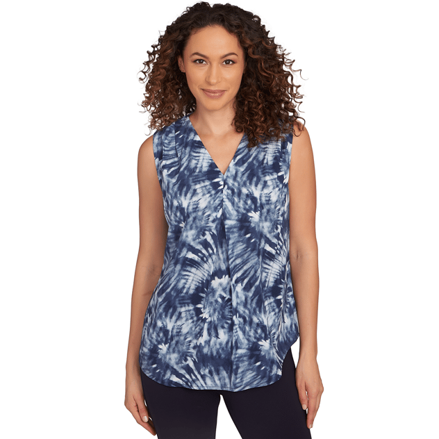 Womens Skye’s the Limit Out Of The Blue Tie-Dye V-Neck Blouse