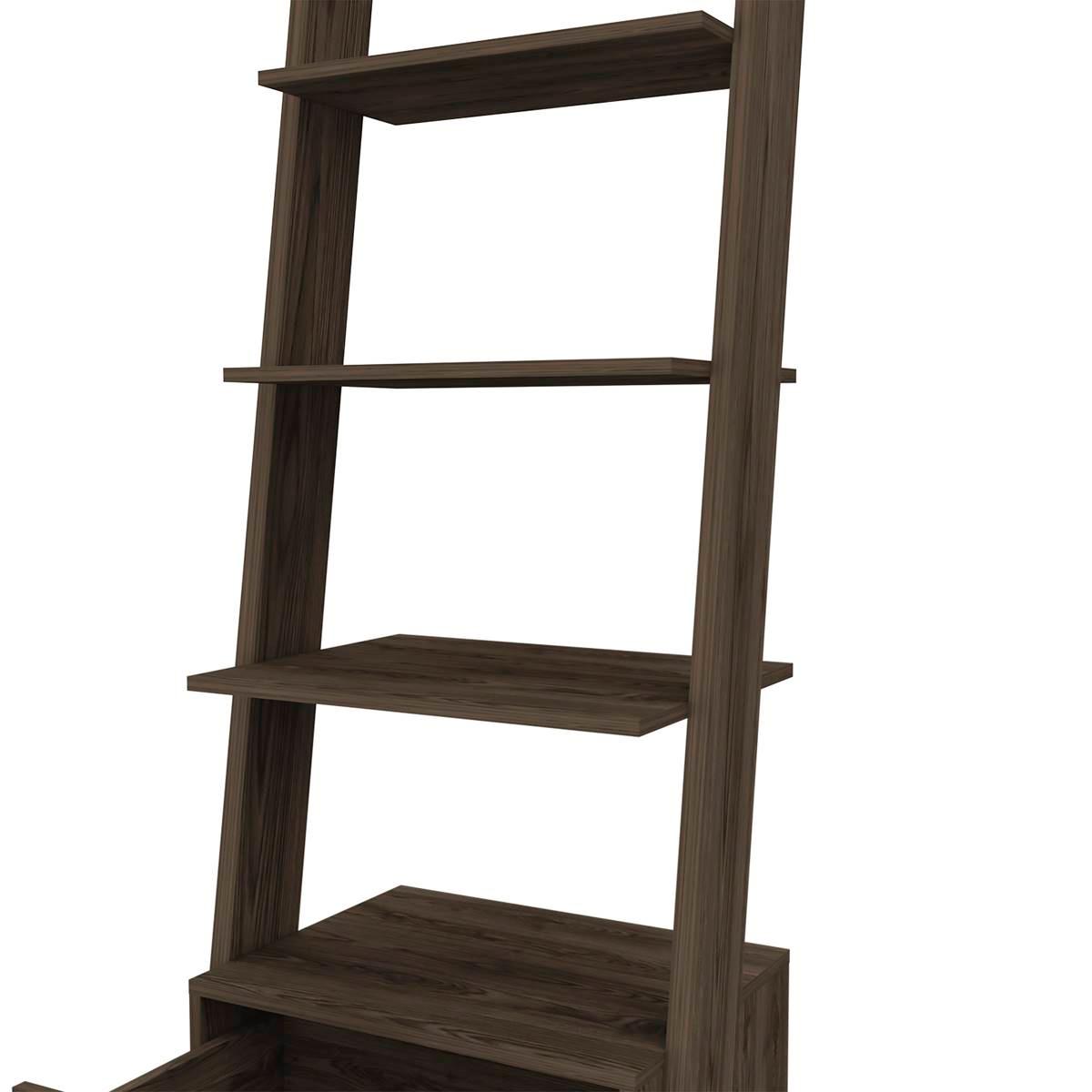 FM FURNITURE Hamburg Dark Walnut Ladder Bookcase