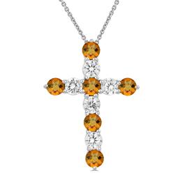 Gemstone Classics(tm) White Sapphire & Citrine Cross Pendant