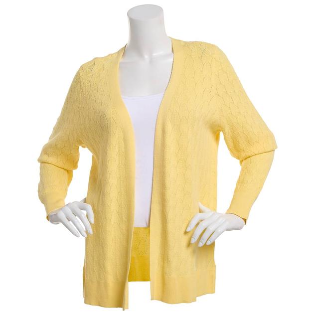 Womens Napa Valley Long Sleeve Pointelle Open Front Cardigan