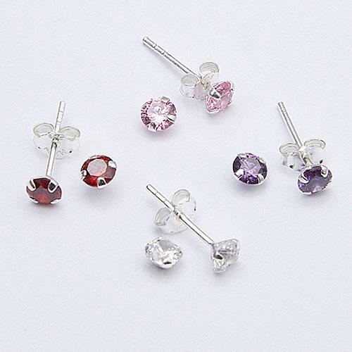 Marsala Set of 4 Cubic Zirconia Post Earrings