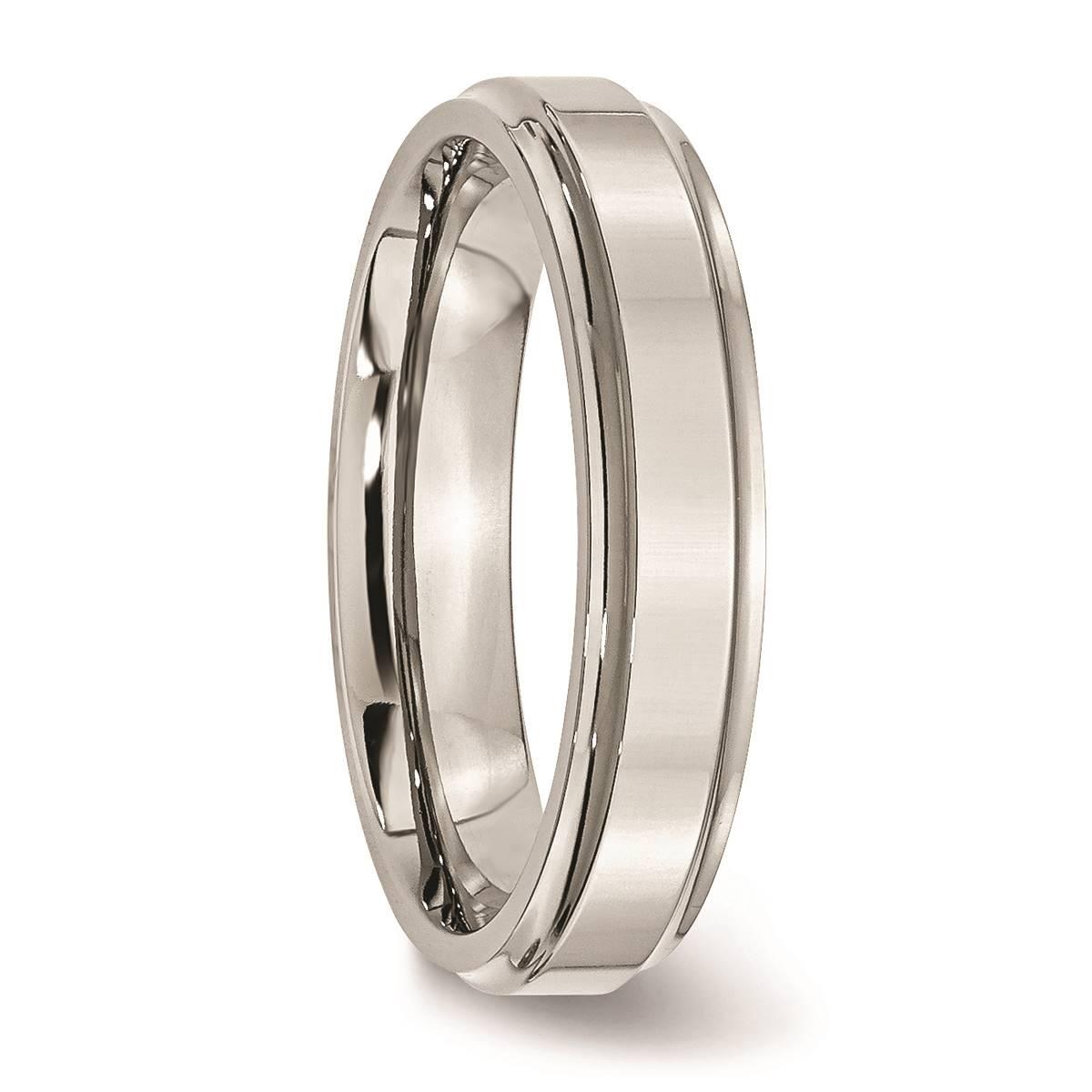 Mens Gentlemen's Classics™ Steel Ridged Edge Wedding Band