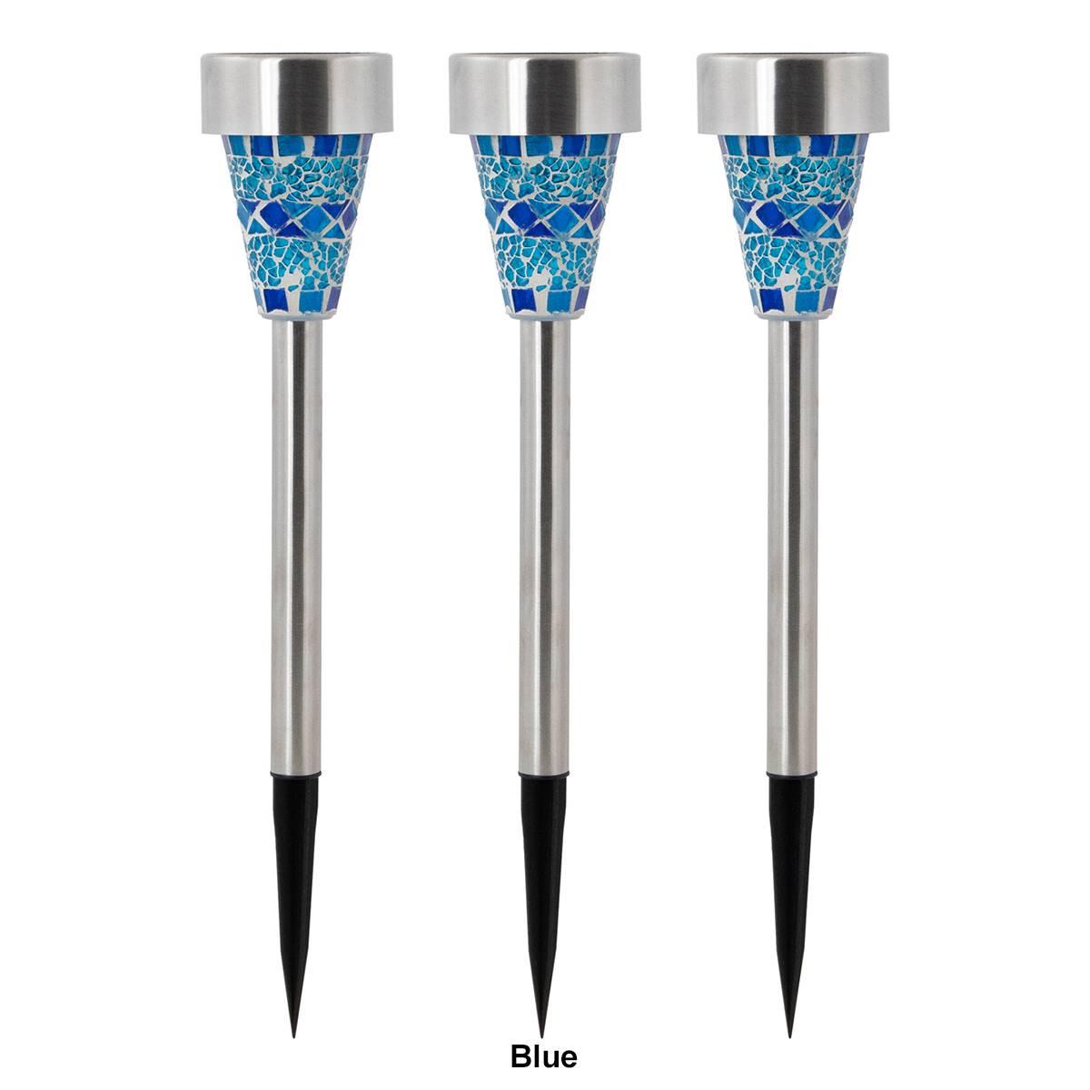 Northlight Seasonal Mosaic Stained LED Pathway Markers - Set of 3