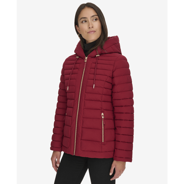 Womens Tommy Hilfiger Hooded Puffer Coat w/ Gold Zipper