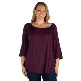 Plus Size 24/7 Comfort Apparel Bell Sleeve Loose Fit Tunic Top