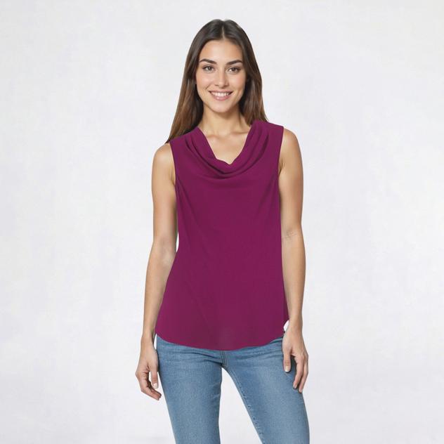 Womens Kasper Sleeveless Drape Neck Blouse
