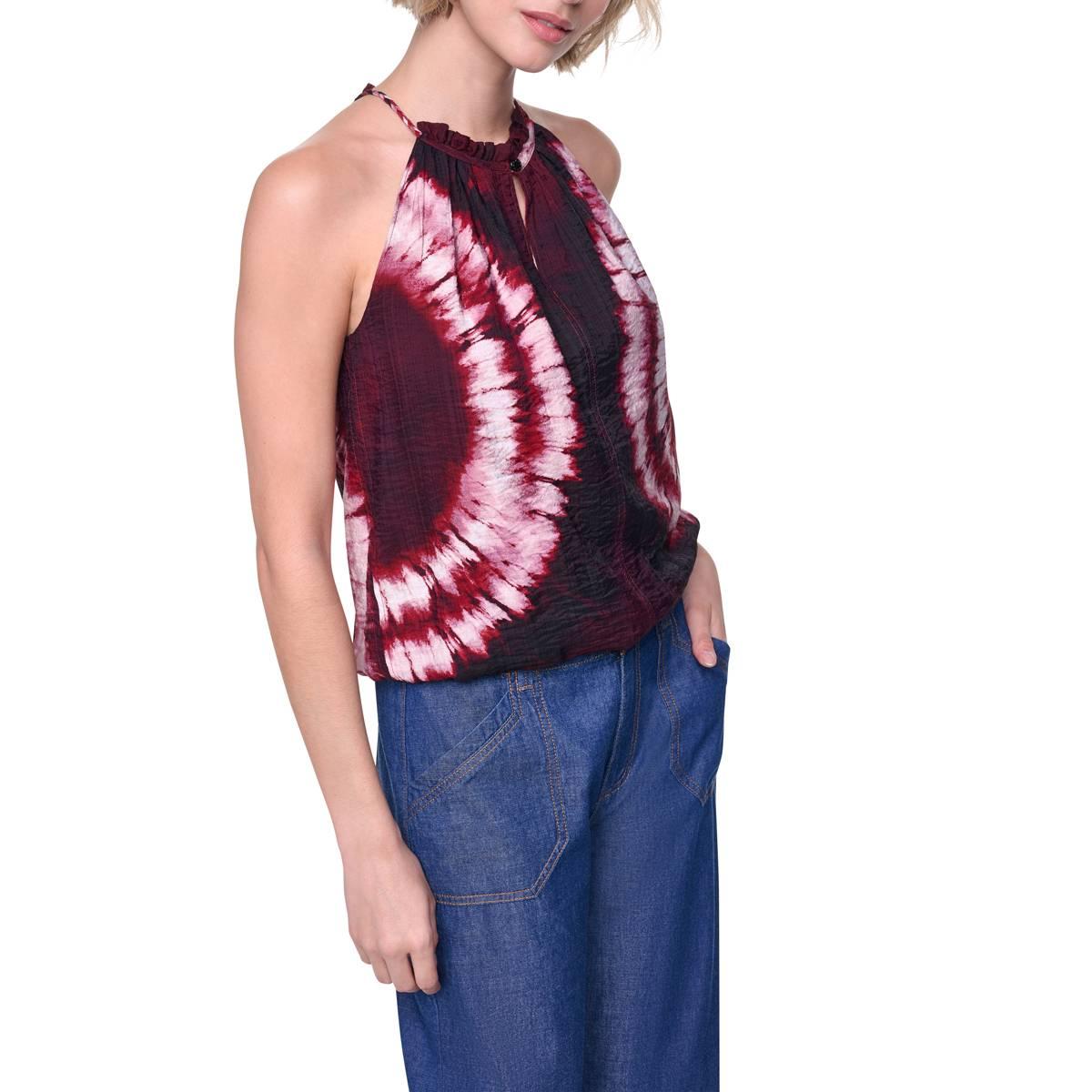 Womens DKNY Sleeveless Firework Tie Dye Halter Blouse
