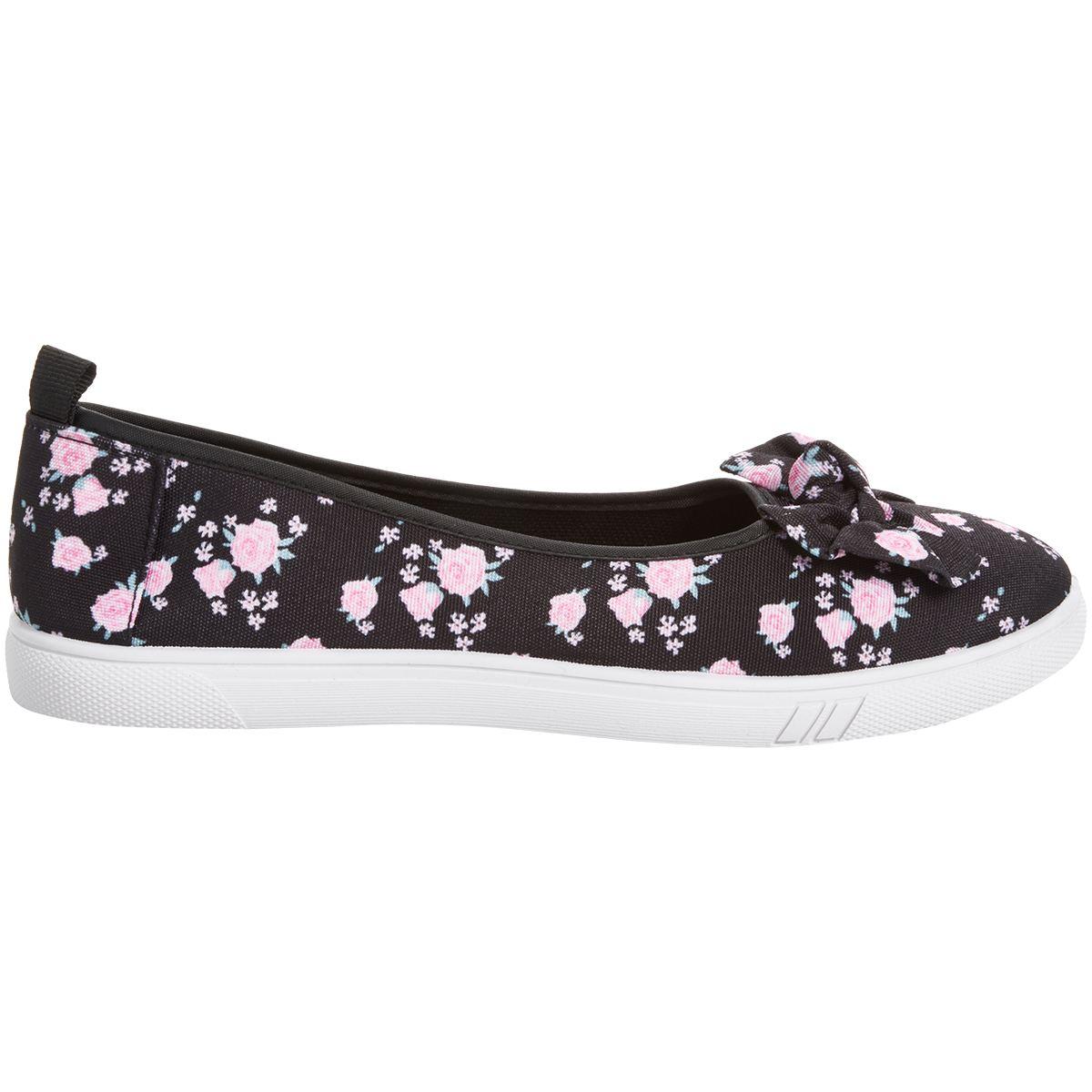 Womens Ashley Blue Floral With Bow Slip On Flats